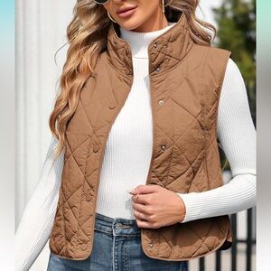 Veatzaer Womens Oversized Puffer Cropped Quilted Vest